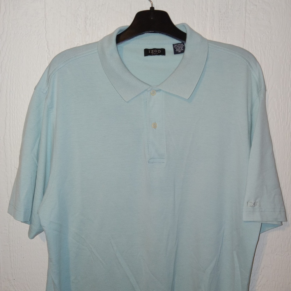 IZOD Golf Polo Shirt Mens XL Mint Green Textured Short Sleeve Casual Sport